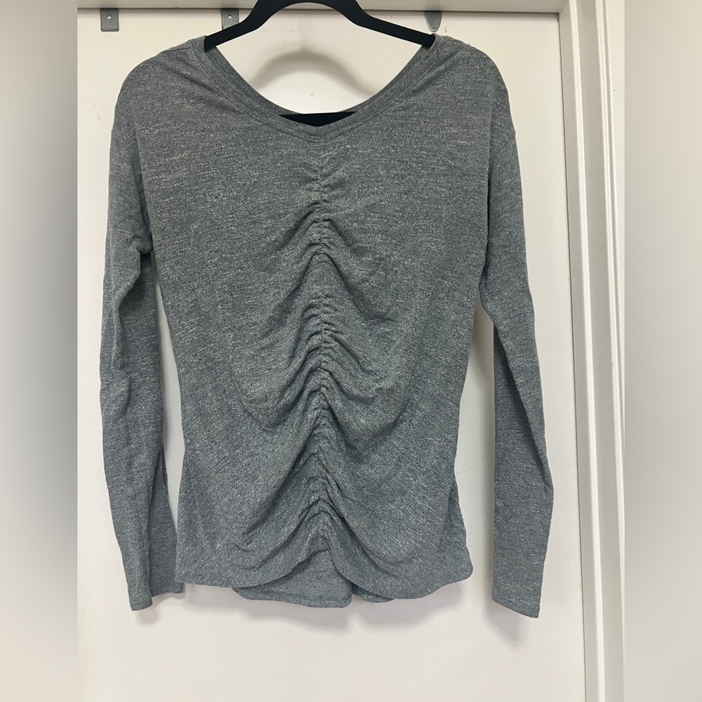Zella Amara Reversible, Ruched, long -sleeve T - Gray - size S - Picture 2 of 9